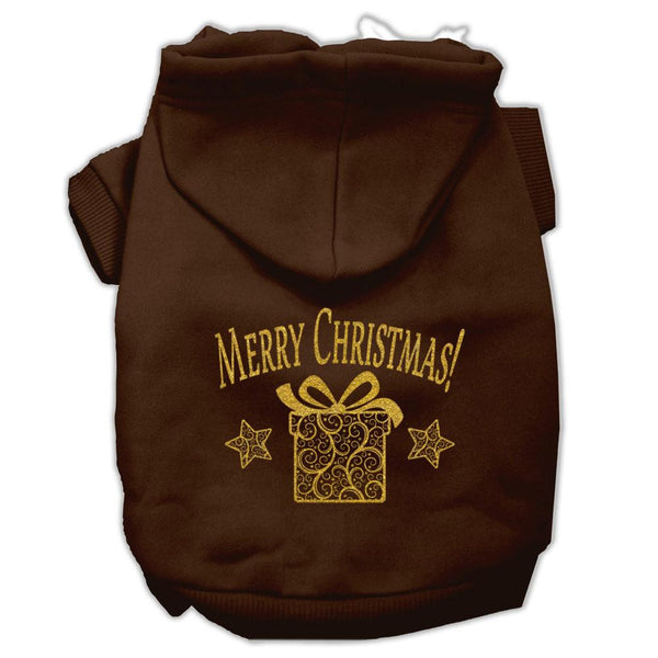 Golden Christmas Present Pet Hoodies Brown Size XXXL (20)