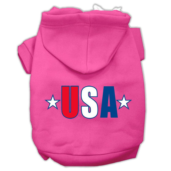 USA Star Screen Print Pet Hoodies Bright Pink Size Lg (14)