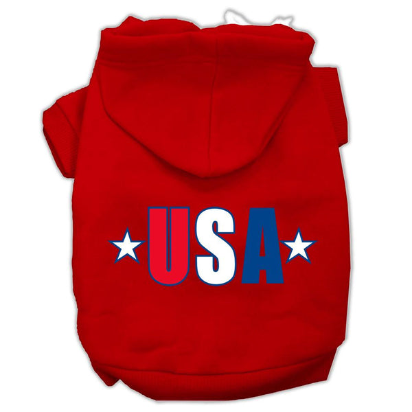 USA Star Screen Print Pet Hoodies Red Size XL (16)