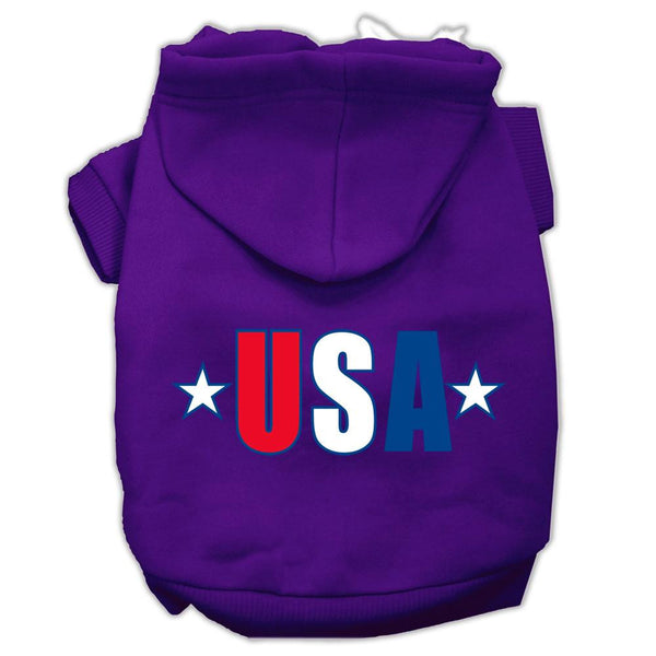 USA Star Screen Print Pet Hoodies Purple Size XS (8)