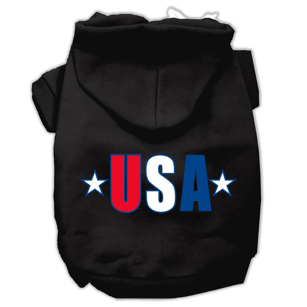 USA Star Screen Print Pet Hoodies Black Size XXXL (20)