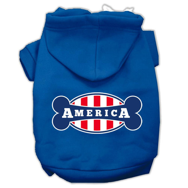 Bonely in America Screen Print Pet Hoodies Blue Size Lg (14)