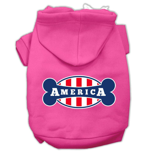 Bonely in America Screen Print Pet Hoodies Bright Pink Size Lg (14)