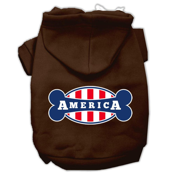 Bonely in America Screen Print Pet Hoodies Brown Size Lg (14)