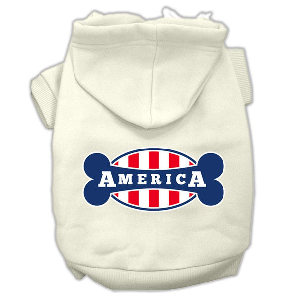 Bonely in America Screen Print Pet Hoodies Cream Size Lg (14)