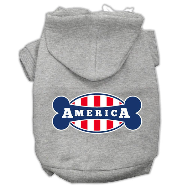 Bonely in America Screen Print Pet Hoodies Grey Size Lg (14)