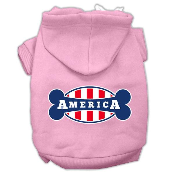 Bonely in America Screen Print Pet Hoodies Light Pink Size Lg (14)