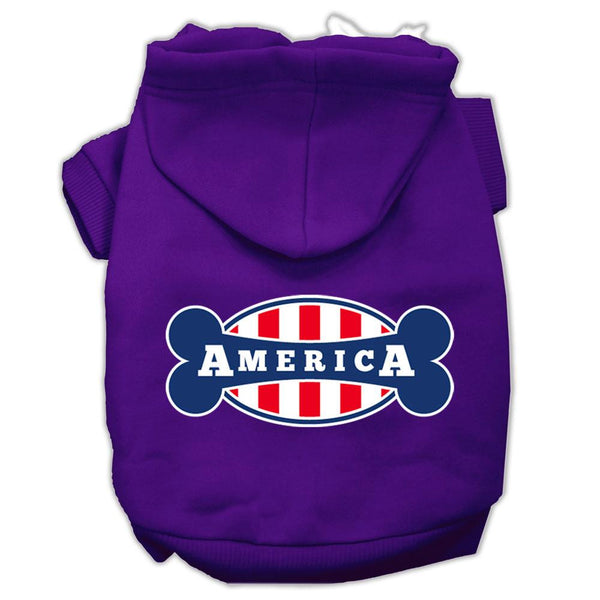 Bonely in America Screen Print Pet Hoodies Purple Size Med (12)