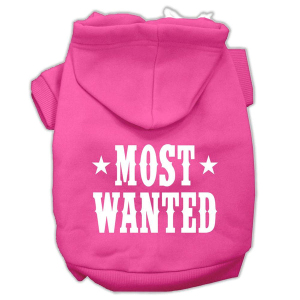 Most Wanted Screen Print Pet Hoodies Bright Pink Size Lg (14)