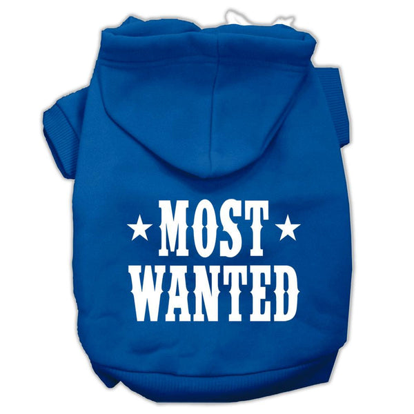 Most Wanted Screen Print Pet Hoodies Blue Size Sm (10)