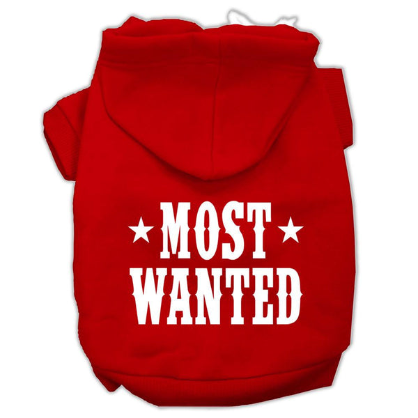 Most Wanted Screen Print Pet Hoodies Red Size Sm (10)