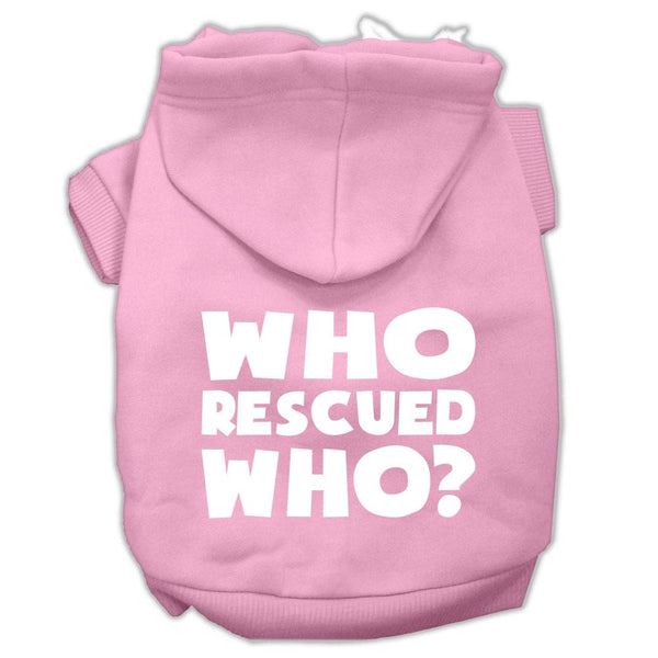 Who Rescued Who Screen Print Pet Hoodies Light Pink Size Lg (14)