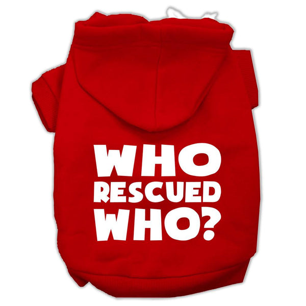 Who Rescued Who Screen Print Pet Hoodies Red Size Lg (14)