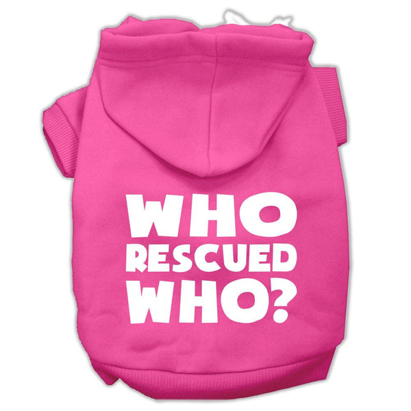 Who Rescued Who Screen Print Pet Hoodies Bright Pink Size Med (12)