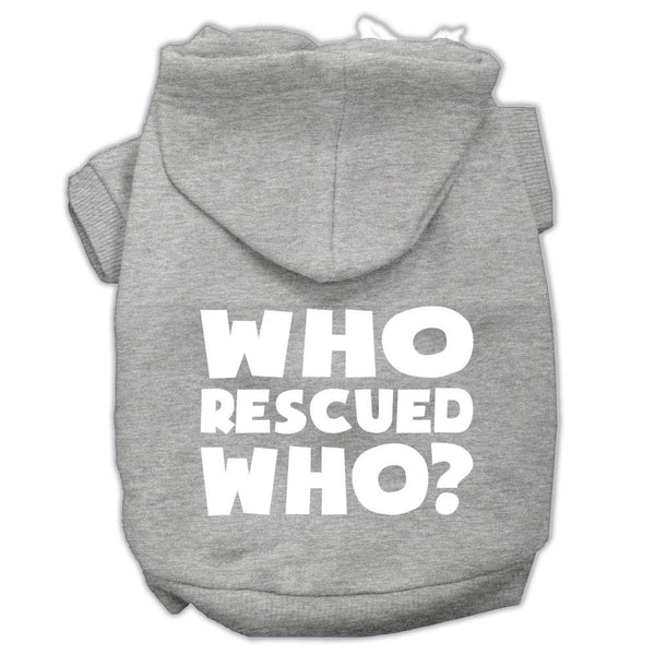 Who Rescued Who Screen Print Pet Hoodies Grey Size Med (12)