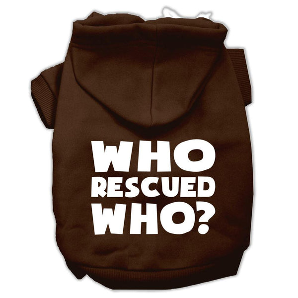 Who Rescued Who Screen Print Pet Hoodies Brown Size XL (16)