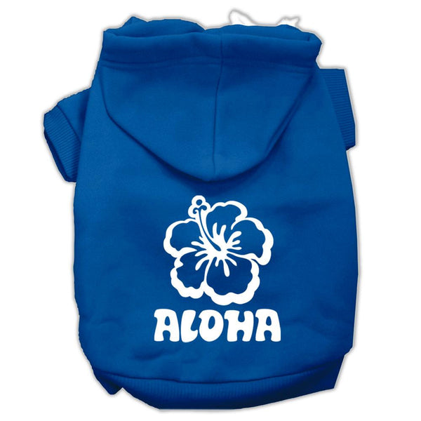 Aloha Flower Screen Print Pet Hoodies Blue Size XS (8)