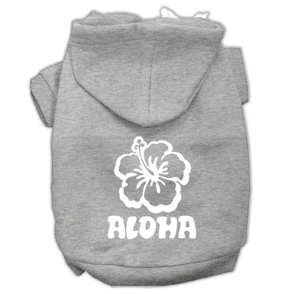 Aloha Flower Screen Print Pet Hoodies Grey Size XS (8)