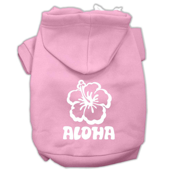 Aloha Flower Screen Print Pet Hoodies Light Pink Size XS (8)