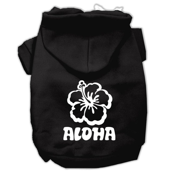 Aloha Flower Screen Print Pet Hoodies Black Size XXXL (20)