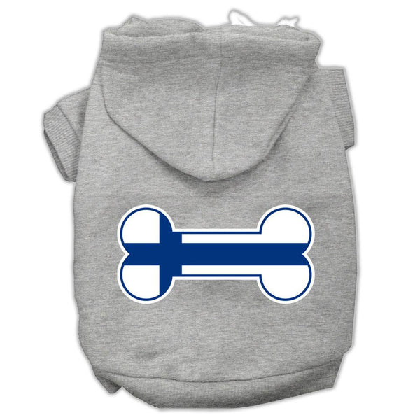 Bone Shaped Finland Flag Screen Print Pet Hoodies Grey XS (8)