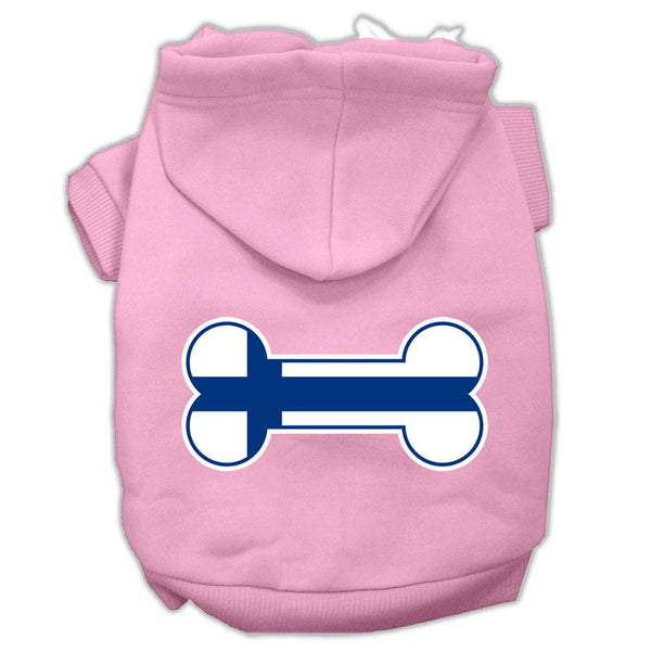 Bone Shaped Finland Flag Screen Print Pet Hoodies Light Pink Size XS (8)