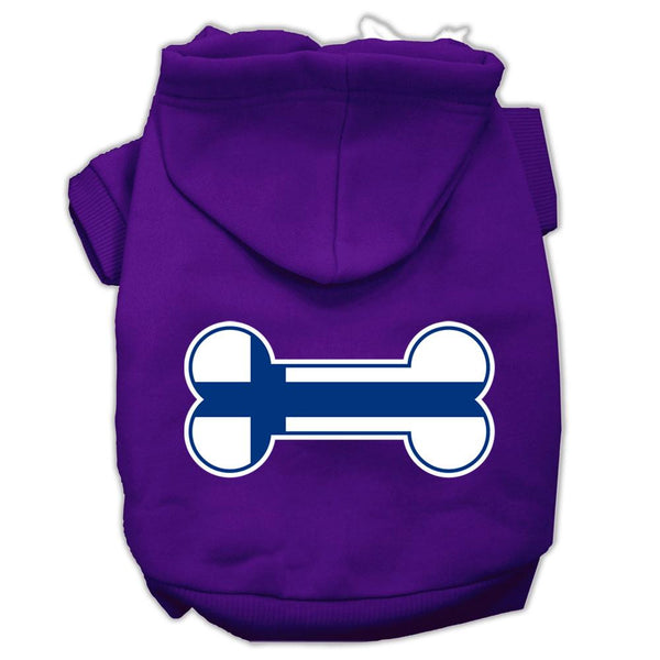 Bone Shaped Finland Flag Screen Print Pet Hoodies Purple XS (8)