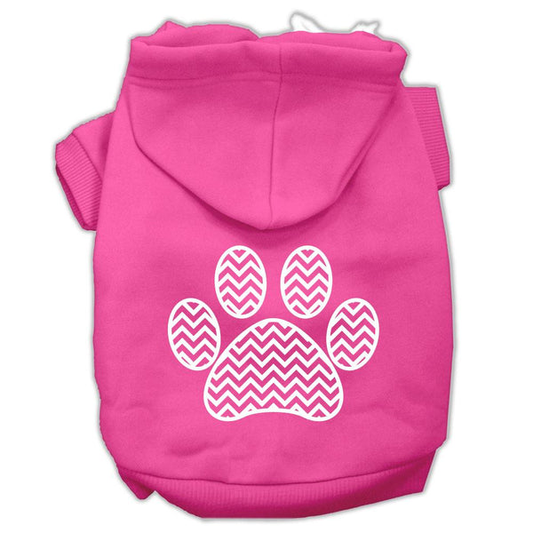 Chevron Paw Screen Print Pet Hoodies Bright Pink Size Lg (14)