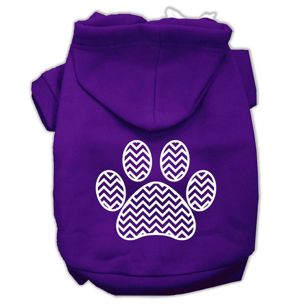 Chevron Paw Screen Print Pet Hoodies Purple Size XL (16)