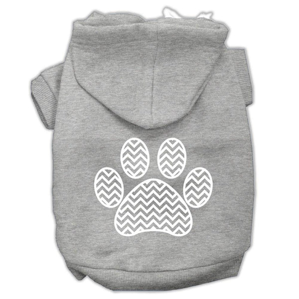 Chevron Paw Screen Print Pet Hoodies Grey Size XS (8)