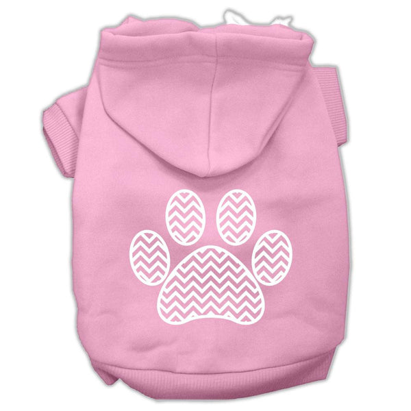 Chevron Paw Screen Print Pet Hoodies Light Pink Size XS (8)