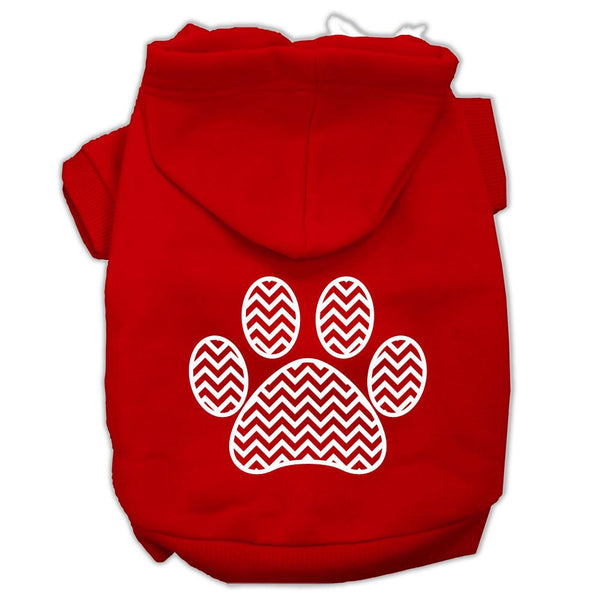 Chevron Paw Screen Print Pet Hoodies Red Size XS (8)