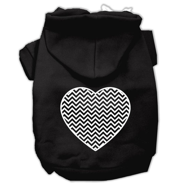 Chevron Heart Screen Print Dog Pet Hoodies Black Size Lg (14)