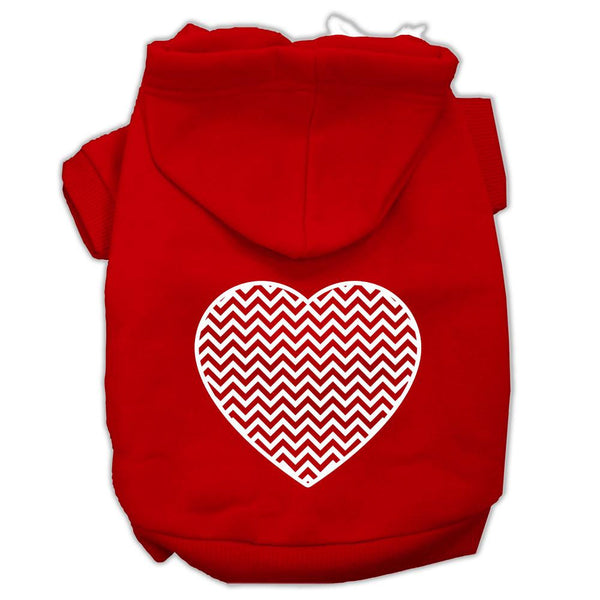 Chevron Heart Screen Print Dog Pet Hoodies Red Size Lg (14)