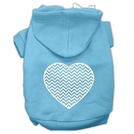 Chevron Heart Screen Print Dog Pet Hoodies Baby Blue Size XS (8)