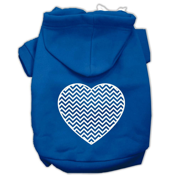 Chevron Heart Screen Print Dog Pet Hoodies Blue Size XS (8)