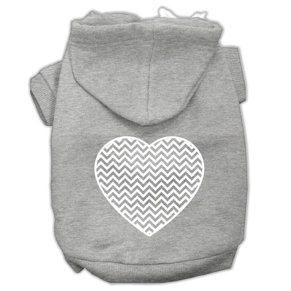 Chevron Heart Screen Print Dog Pet Hoodies Grey Size XS (8)