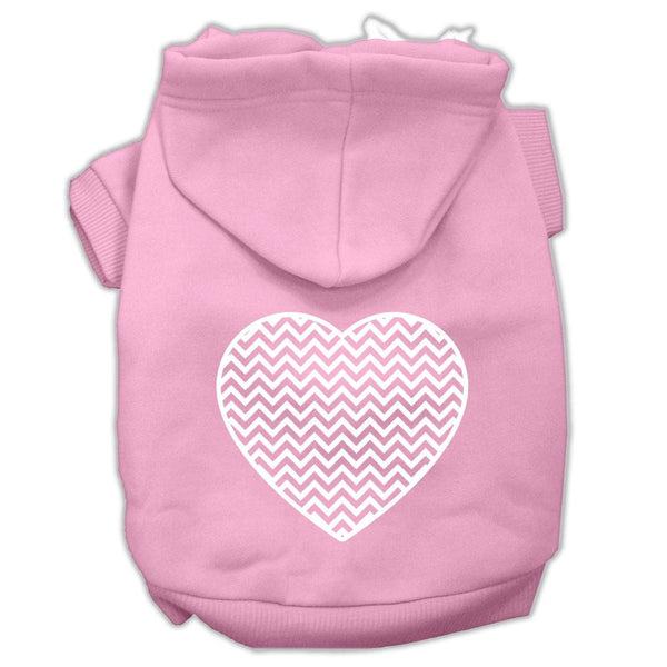 Chevron Heart Screen Print Dog Pet Hoodies Light Pink Size XS (8)