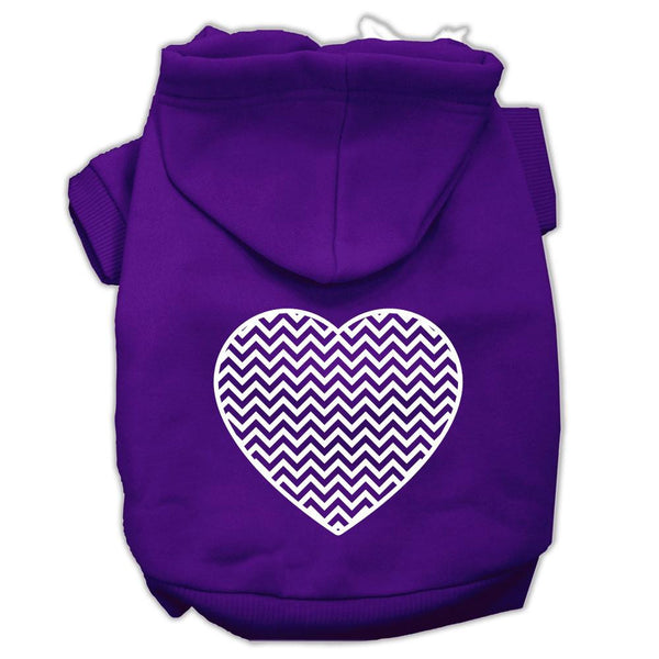 Chevron Heart Screen Print Dog Pet Hoodies Purple Size XS (8)