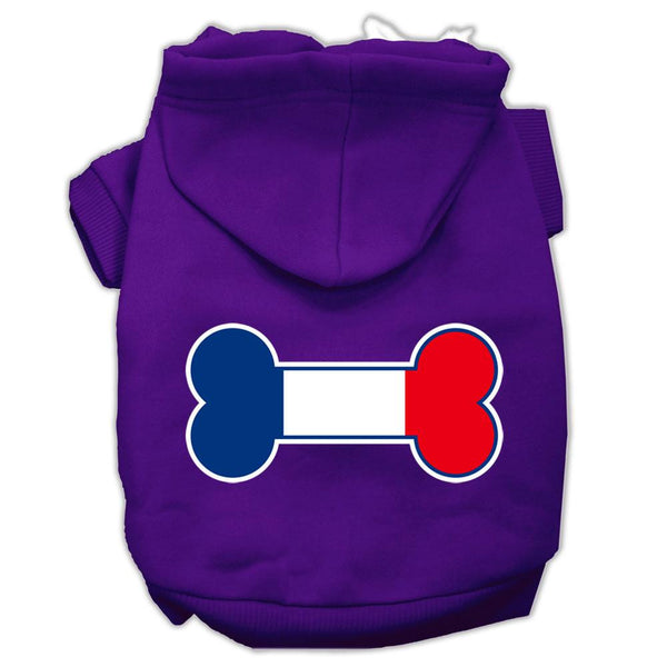 Bone Shaped France Flag Screen Print Pet Hoodies Purple Size L (14)