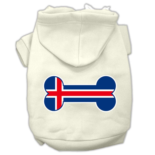 Bone Shaped Iceland Flag Screen Print Pet Hoodies Cream Size L (14)