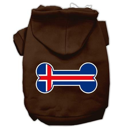 Bone Shaped Iceland Flag Screen Print Pet Hoodies Brown M (12)