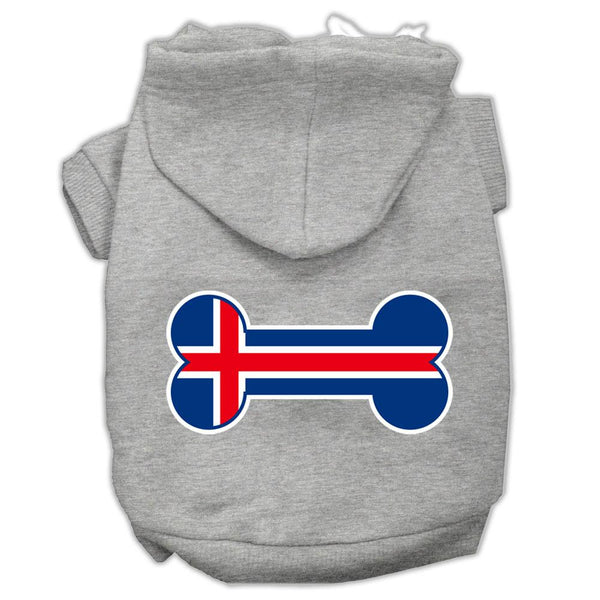 Bone Shaped Iceland Flag Screen Print Pet Hoodies Grey M (12)