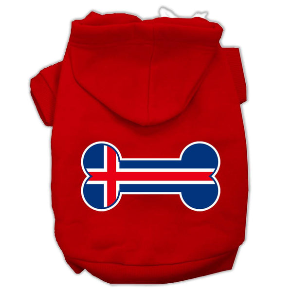 Bone Shaped Iceland Flag Screen Print Pet Hoodies Red Size XL (16)