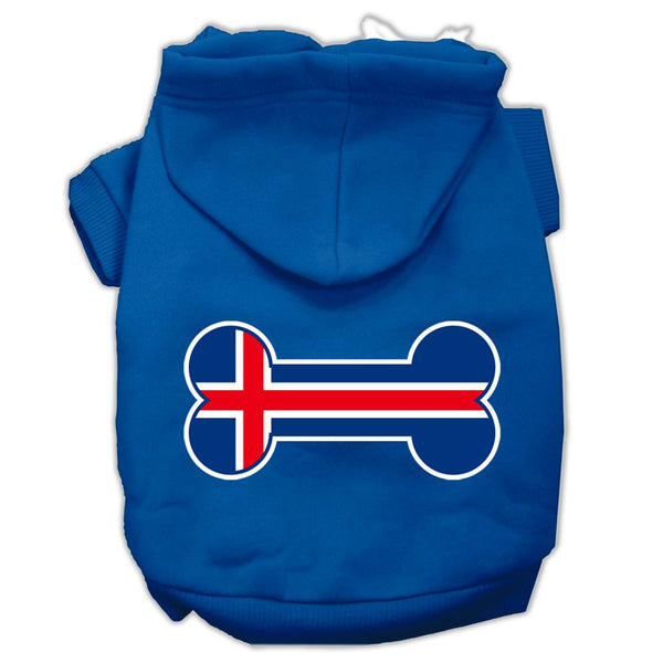 Bone Shaped Iceland Flag Screen Print Pet Hoodies Blue XXL (18)