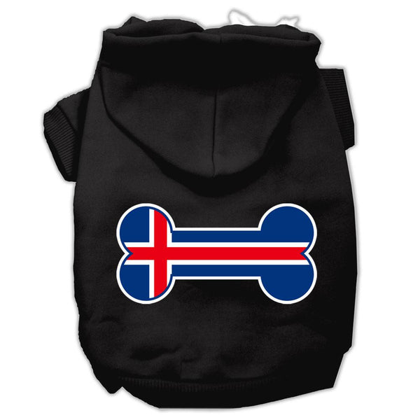 Bone Shaped Iceland Flag Screen Print Pet Hoodies Black XXXL(20)