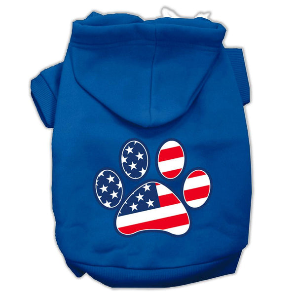 Patriotic Paw Screen Print Pet Hoodies Blue Size Lg (14)