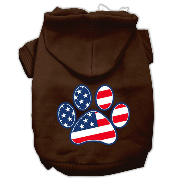 Patriotic Paw Screen Print Pet Hoodies Brown M (12)