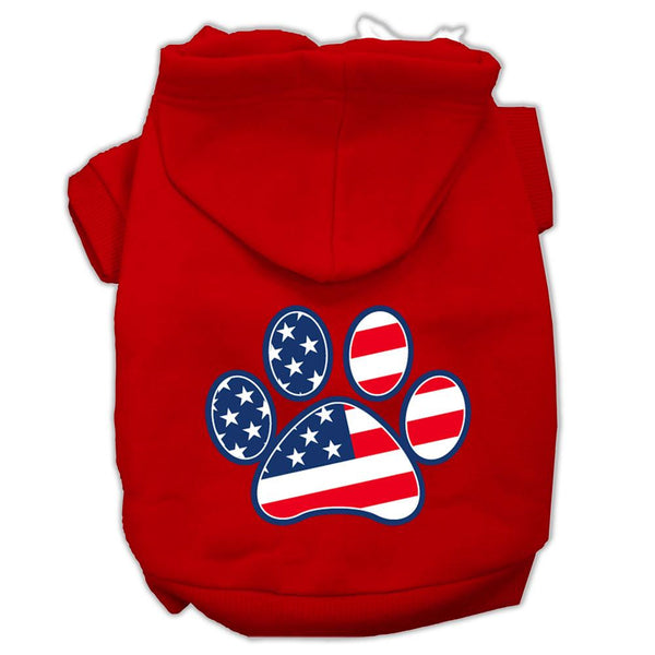 Patriotic Paw Screen Print Pet Hoodies Red Size S (10)