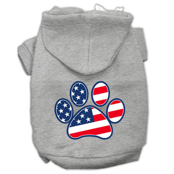 Patriotic Paw Screen Print Pet Hoodies Grey XL (16)